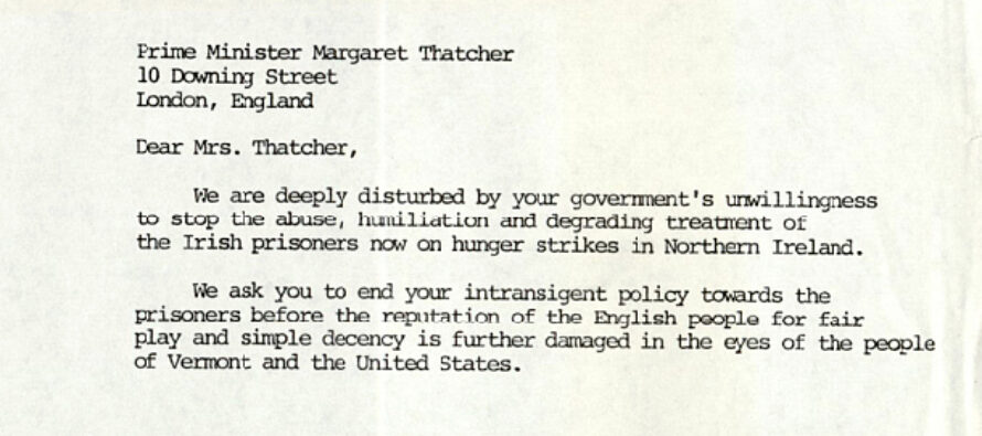 Sanders wrote to Thatcher about 1981 Hunger Strike in Long Kesh 